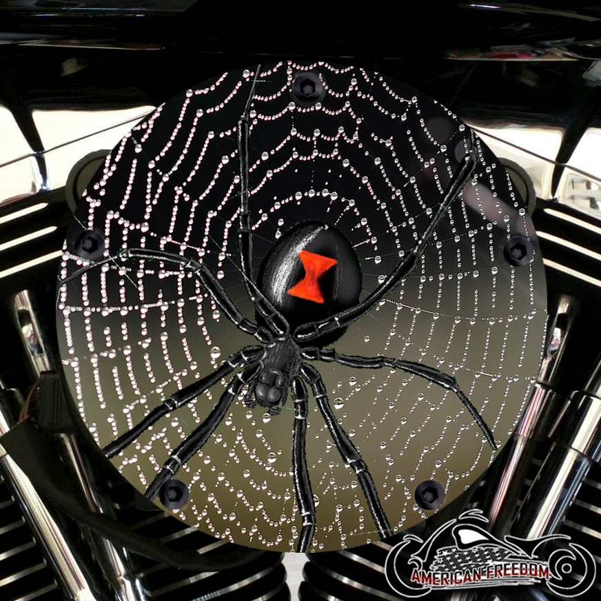 Harley Davidson High Flow Air Cleaner Cover - Spider On Web
